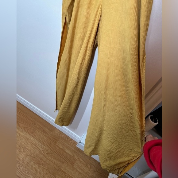 Lulu’s Up To Love Yellow Dolman Sleeve Surplice Wide-Leg Jumpsuit Medium - Picture 6 of 11